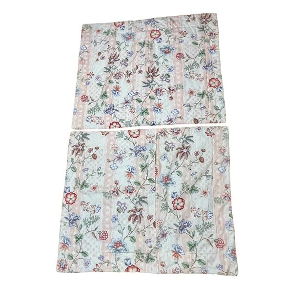2 Vintage Croscill Floral Pillowcase Shams 30X25” Cottagecore Pink Blue USA 80s - Picture 7 of 14